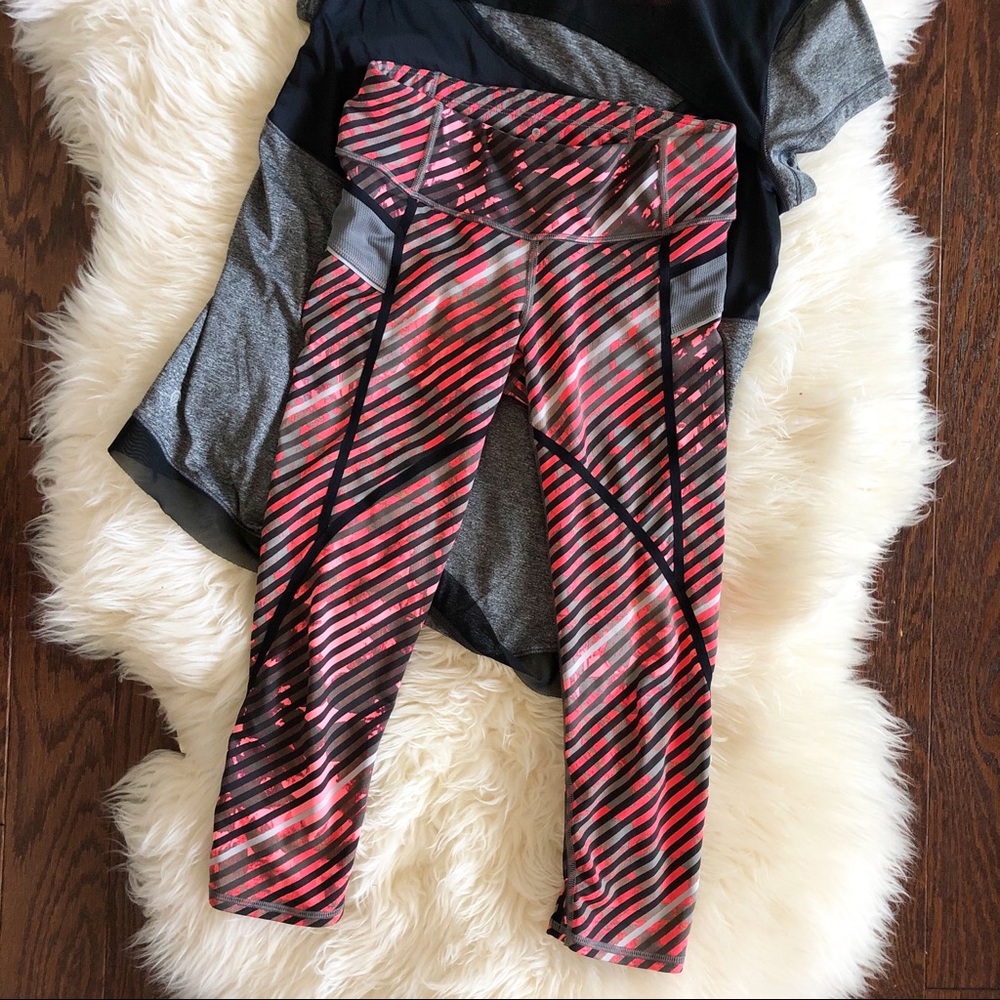 Athleta Radical Stripe Capri Coral/Gray Size XXS - Picture 3 of 8